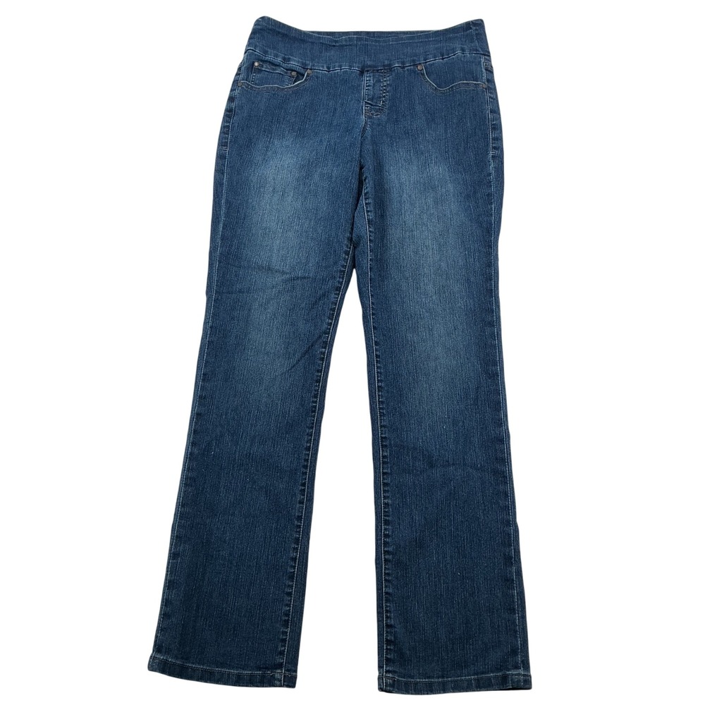 Jag Jeans Peri Straight Leg Jeans Womens 12 Dark Wash Blue High Rise Pull On